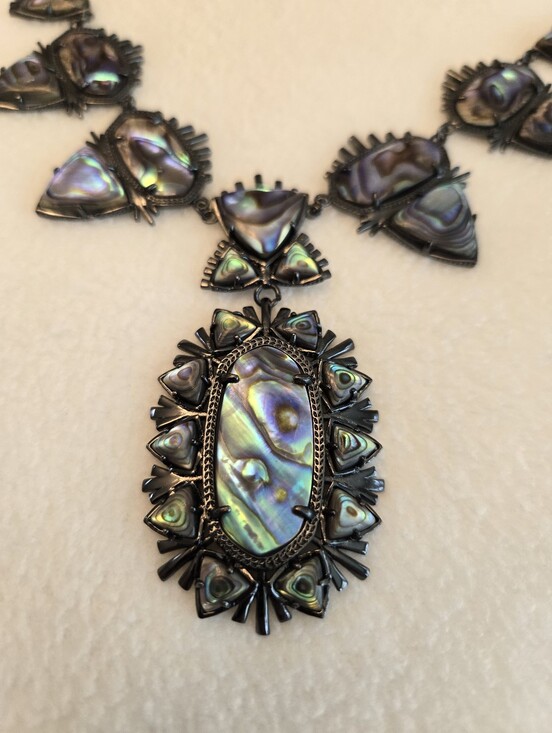 Kendra Scott Jewelry - Kendra Scott Havana Statement Necklace Gunmetal and Abalone Retired